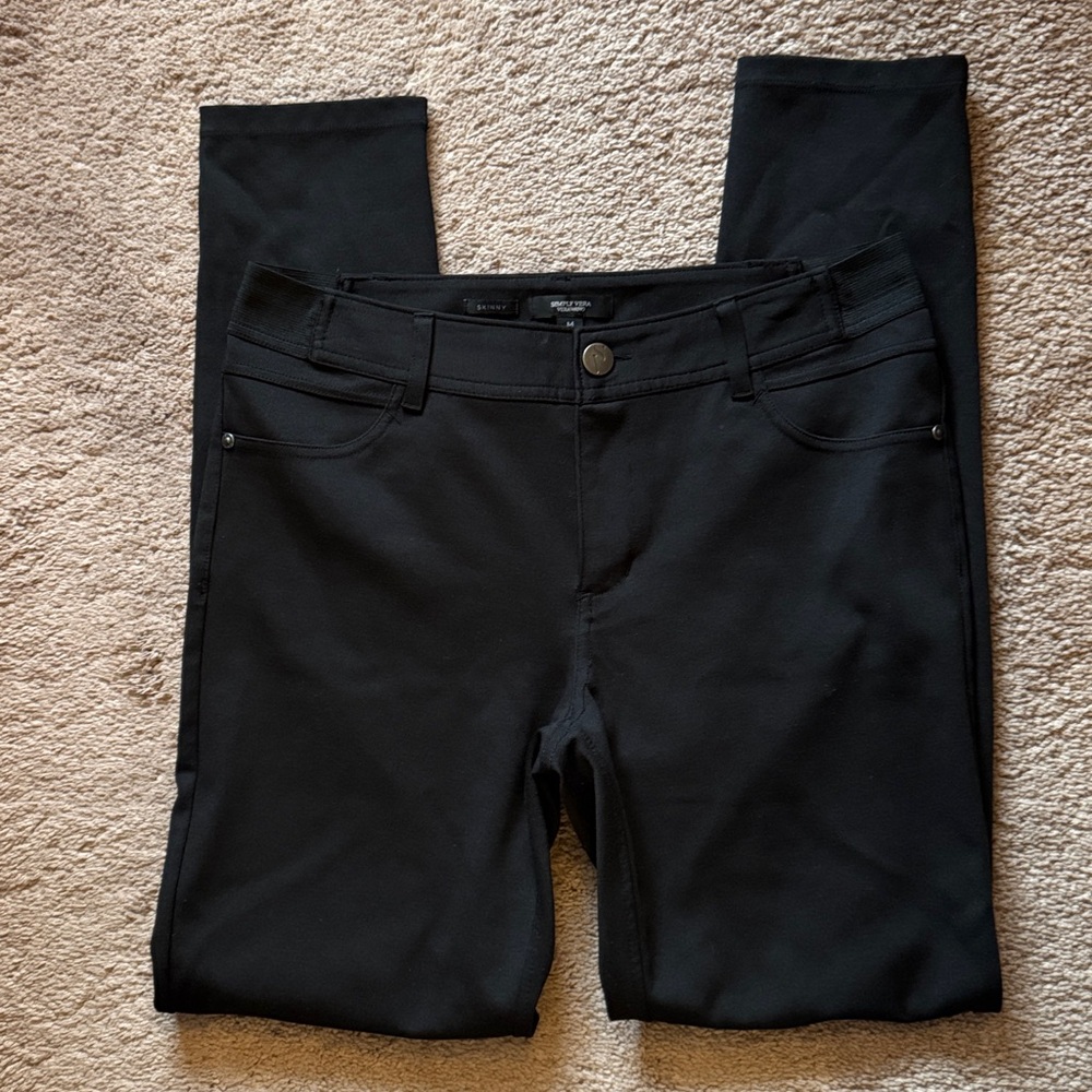 Simply Vera Vera Wang Black Mid-Rise Skinny Straight Leg Jeans. Women Size M - Picture 3 of 8